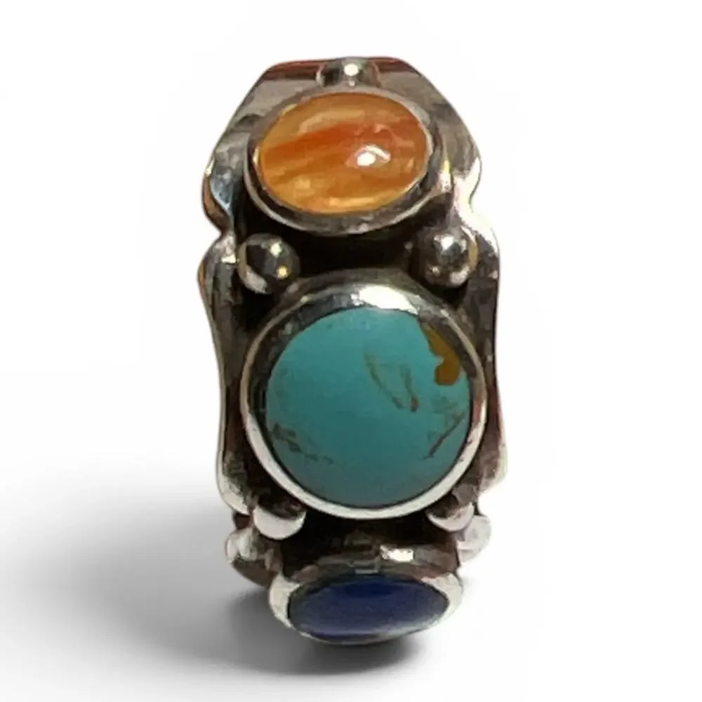Vintage Sterling Silver 925 Southwestern Multi-Stone Ring Size 6.25 w/Turquoise